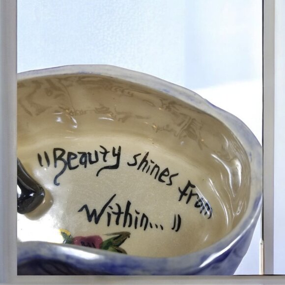 Blue Sky Clay Works Vanity Tray Dish Heather Goldminc "BEAUTY SHINES FROM WITH" - Picture 4 of 14